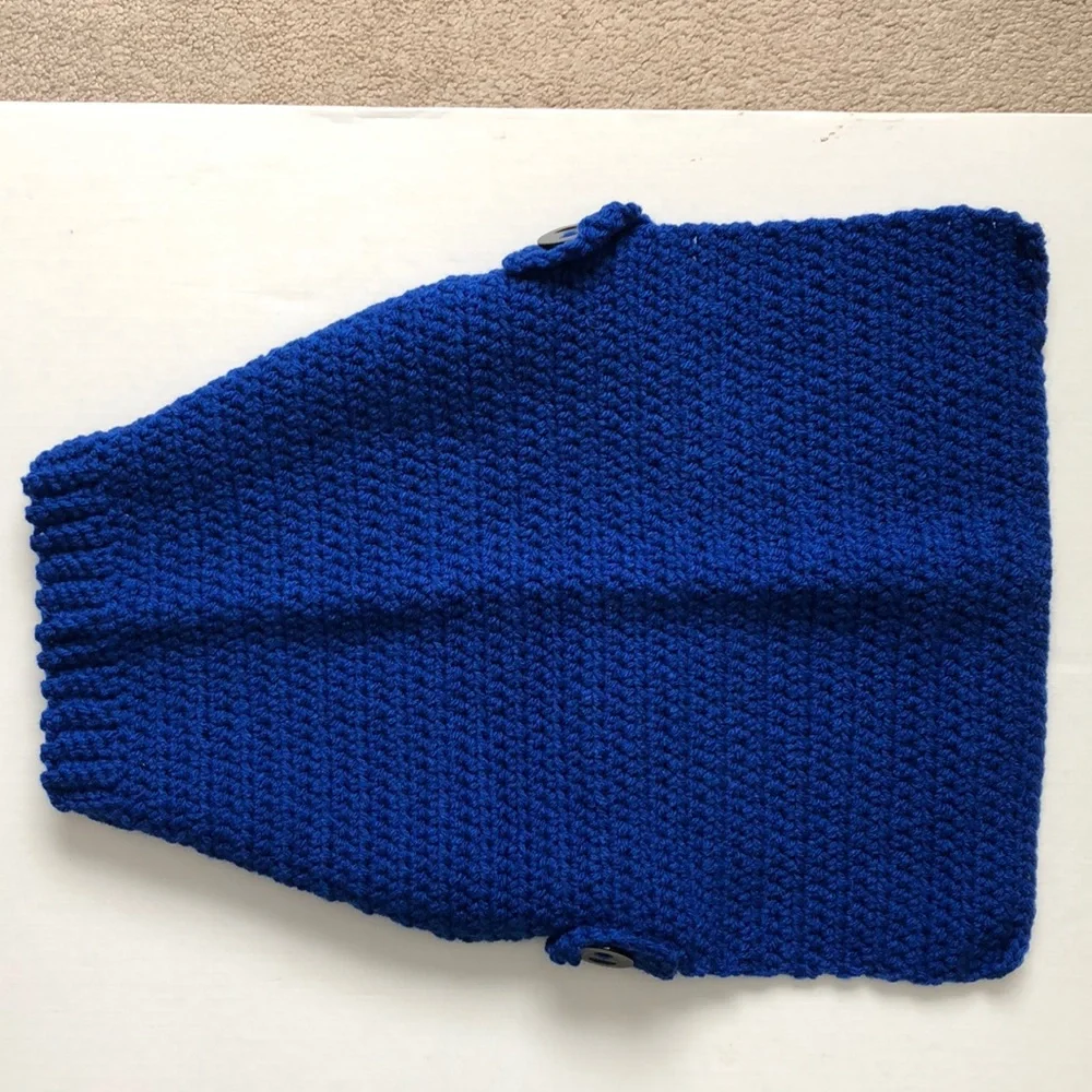 Handmade Crochet Dog sweater & Hat Blue Yellow